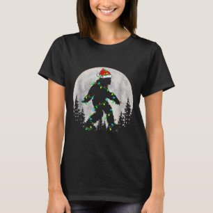 Santa Bigfoot Christmas Tree Xmas Lights Funny Sas T-Shirt