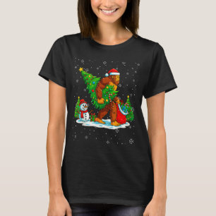 Santa Bigfoot Christmas Tree Xmas Lights Funny Sas T-Shirt
