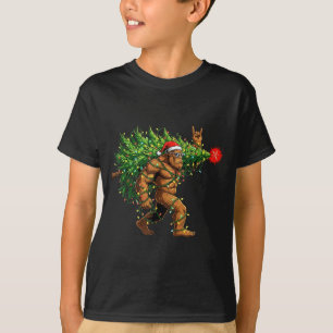 Santa Bigfoot Christmas Tree Xmas Lights Funny Sas T-Shirt