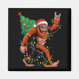 Santa Bigfoot Christmas Tree Xmas Lights Sasquatch Magnet