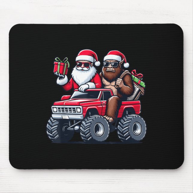 Santa Bigfoot Riding Monster Truck Christmas Toddl Mouse Pad (Front)