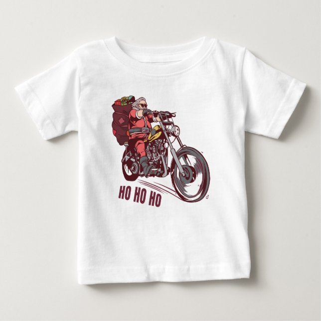 Santa Biker Christmas Costume for Bikers Invitatio Baby T-Shirt (Front)