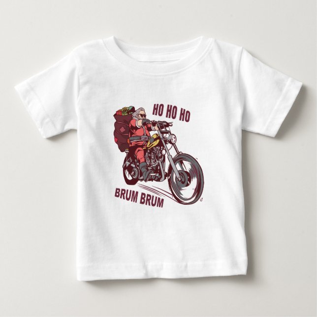 Santa Biker Christmas Costume for Bikers Invitatio Baby T-Shirt (Front)