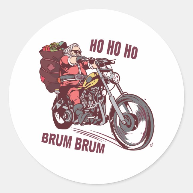 Santa Biker Christmas Costume for Bikers Invitatio Classic Round Sticker (Front)