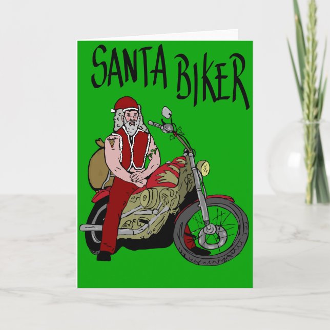 Santa biker holiday card (Front)