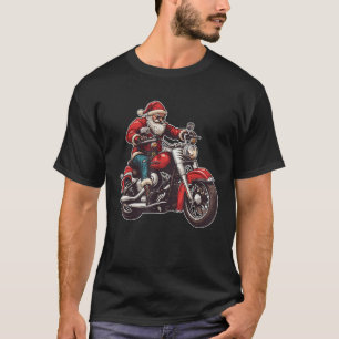 Santa Biker Motorcycle Christmas Pajama Toddler Ki T-Shirt