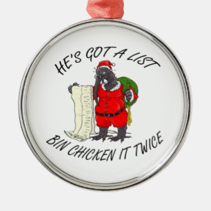 Santa Bin Chicken  Metal Tree Decoration