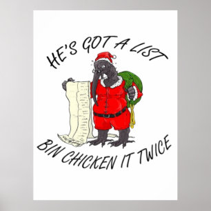 Santa Bin Chicken Poster