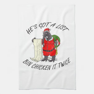 Santa Bin Chicken Tea Towel