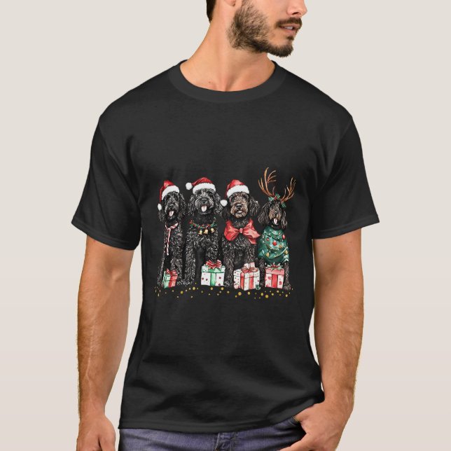 Santa Black Goldendoodle Christmas Winter Goldendo T-Shirt (Front)