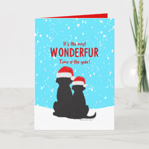 Santa Black Lab Dogs Christmas Card