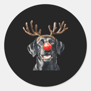 Santa Black Labrador Christmas Black Labrador Dog  Classic Round Sticker