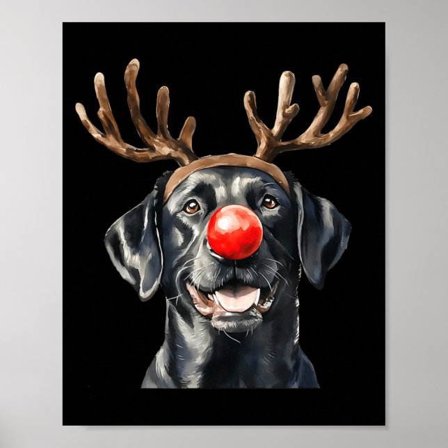 Santa Black Labrador Christmas Black Labrador Dog  Poster (Front)