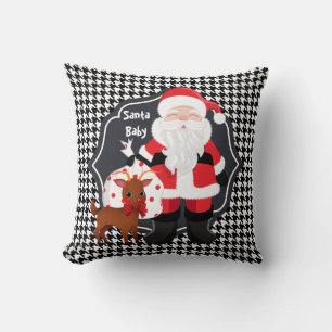 Santa Black Plaid/Red/Green Christmas Pillow