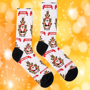 Santa Black Squad Reindeer Funny Pattern Socks