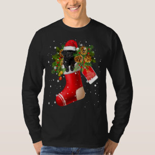Santa Black Toy Poodle In Christmas Sock Pajama T-Shirt