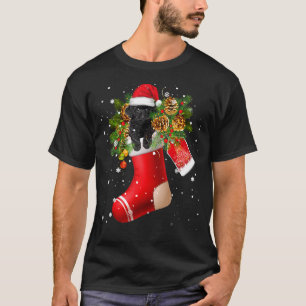 Santa Black Toy Poodle In Christmas Sock Pajama T-Shirt