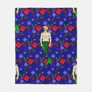 santa blonde merman ugly xmas mermaid gifts fleece blanket