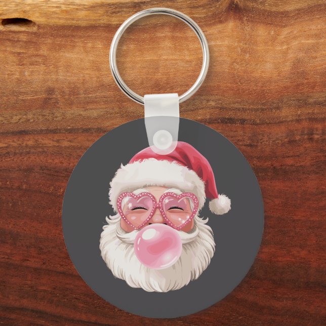 Santa Blowing Bubble Christmas Funny Xmas Key Ring (Front)