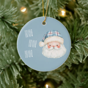 Santa Blue Hat Ho! Ho! Ho! Christmas Ceramic Tree Decoration