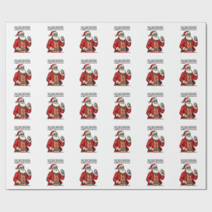 Santa Boat Captain Holiday Quote Funny Christmas Wrapping Paper