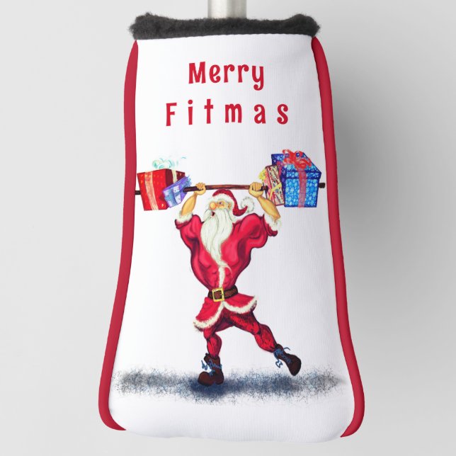 Santa Bodybuilder Funny Christmas Golf Head Cover (Rotate 90)