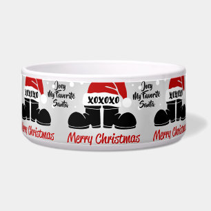 Santa Boots/Red Cap Ceramic Pet Bowl
