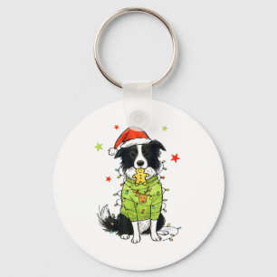 Santa Border Collie Christmas Border Collie Dog Mo Key Ring