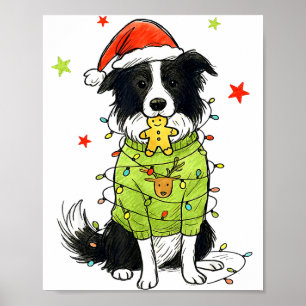 Santa Border Collie Christmas Border Collie Dog Mo Poster
