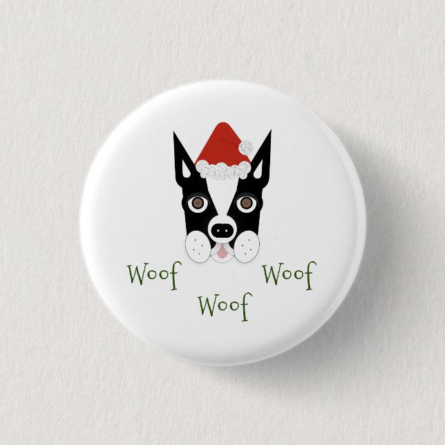 Santa Boston Terrier Pin (Front)
