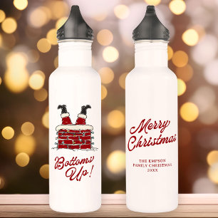 Santa Bottoms Up Funny Christmas Holiday 710 Ml Water Bottle
