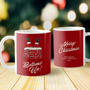 Santa Bottoms Up Funny Holiday Kitchen and Gift Coffee Mug