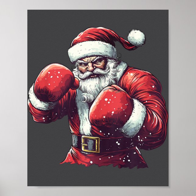 Santa Boxing Lover Mma Muay Thai Boxer Christmas X Poster (Front)