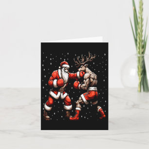 Santa Boxing Reindeer Christmas Sweater Card