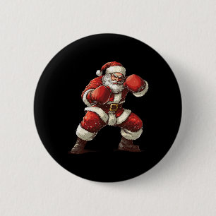Santa Boxing Xmas Mma Muay Thai Lover Boxer Christ 6 Cm Round Badge