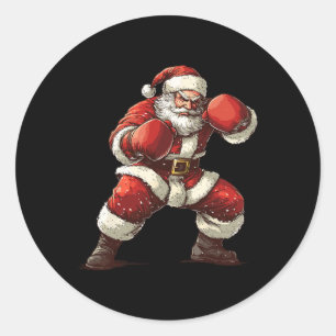 Santa Boxing Xmas Mma Muay Thai Lover Boxer Christ Classic Round Sticker