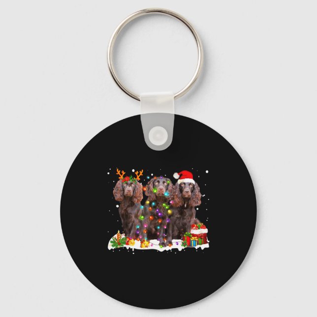 Santa Boykin Spaniel Dog Gorgeous Reindeer Christm Key Ring (Front)