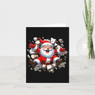 Santa Breaking Through Wall Xmas Toddler Boys Kids Card