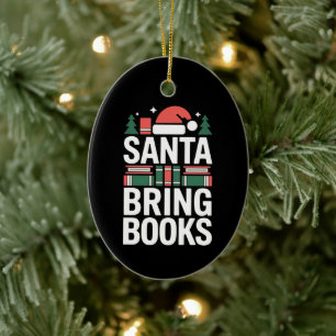 Santa Bring Books Book Lover Christmas Tree Ceramic Tree Decoration