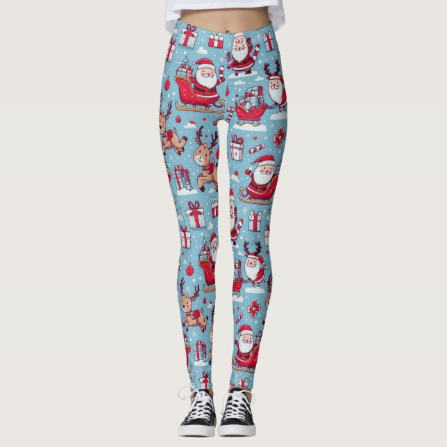 Santa Bring present  Leggings (Front)