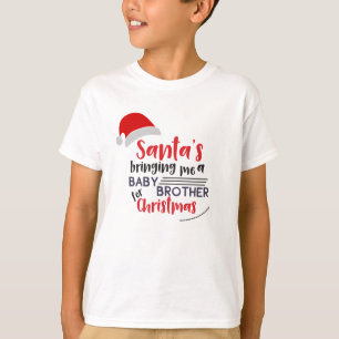 Santa Bringing Baby Brother Shirt - Kids Christmas
