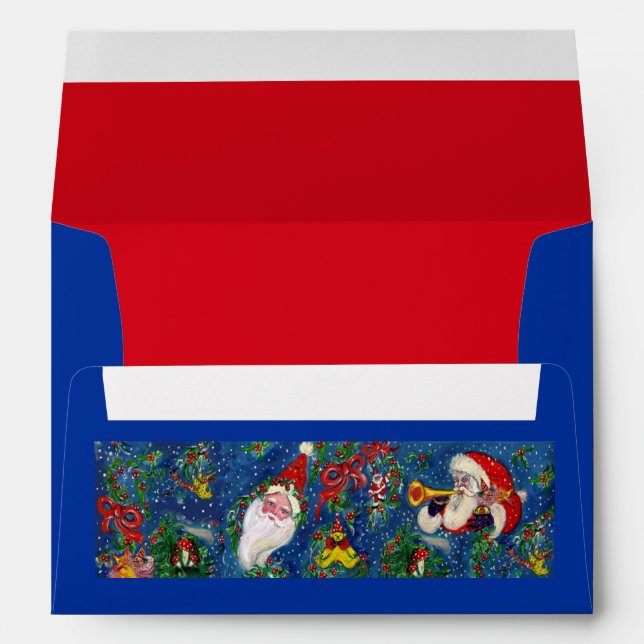 SANTA BUGLER MUSICAL CHRISTMAS NIGHT  Red Blue Envelope (Back (Bottom))