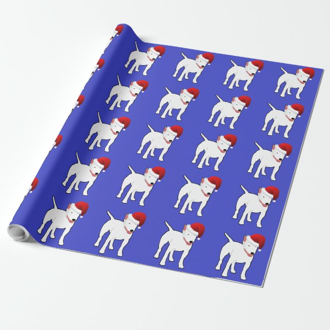 Santa Bull Terrier Wrapping Paper (Unrolled)