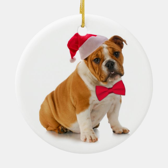 Santa Bulldog Christmas Ornament (Back)