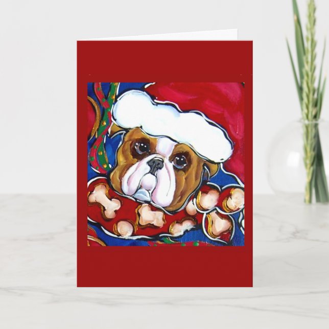Santa Bulldog Holiday Card (Front)