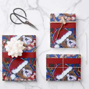 SANTA BULLDOG WRAPPING PAPER SHEET