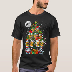 Santa Bunnies And Beer Gles Christmas Tree Drinker T-Shirt