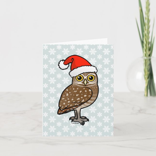 Santa Burrowing Owl Holiday Card (Front)