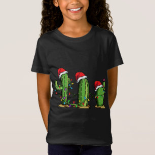 Santa Cactus Christmas Lights Funny Family Matchin T-Shirt