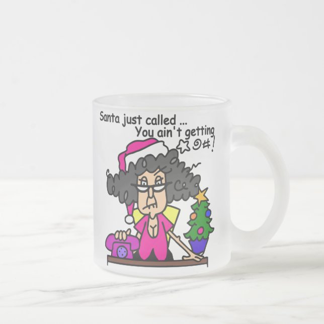 Santa Called Frosted Glass Coffee Mug (Right)